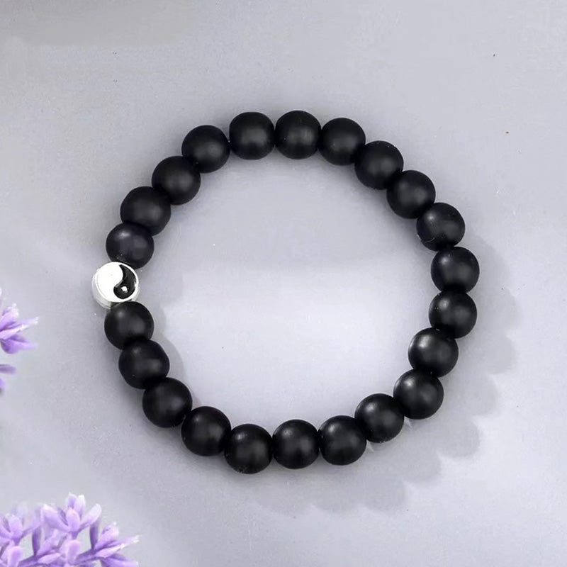 Buddha Stones, 3 uds., cuentas de piedra esmerilada de turquesa blanca Natural, pulsera de riqueza Yin Yang
