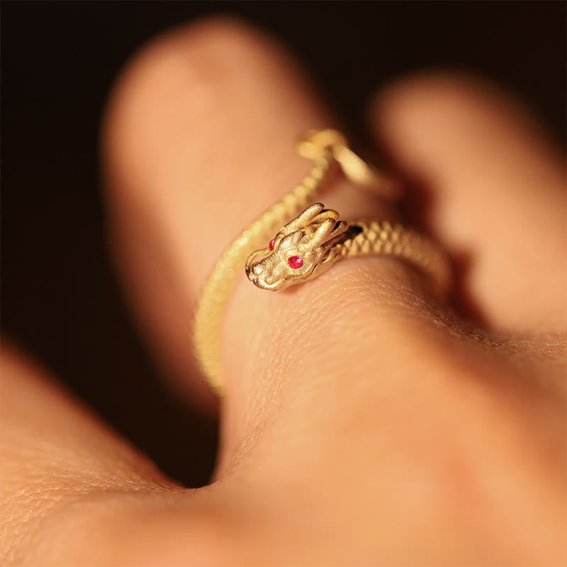 Anillo ajustable de plata de ley 925 con Buddha Stones , diseño vintage del Año del Dragón, protección de la suerte - image 5