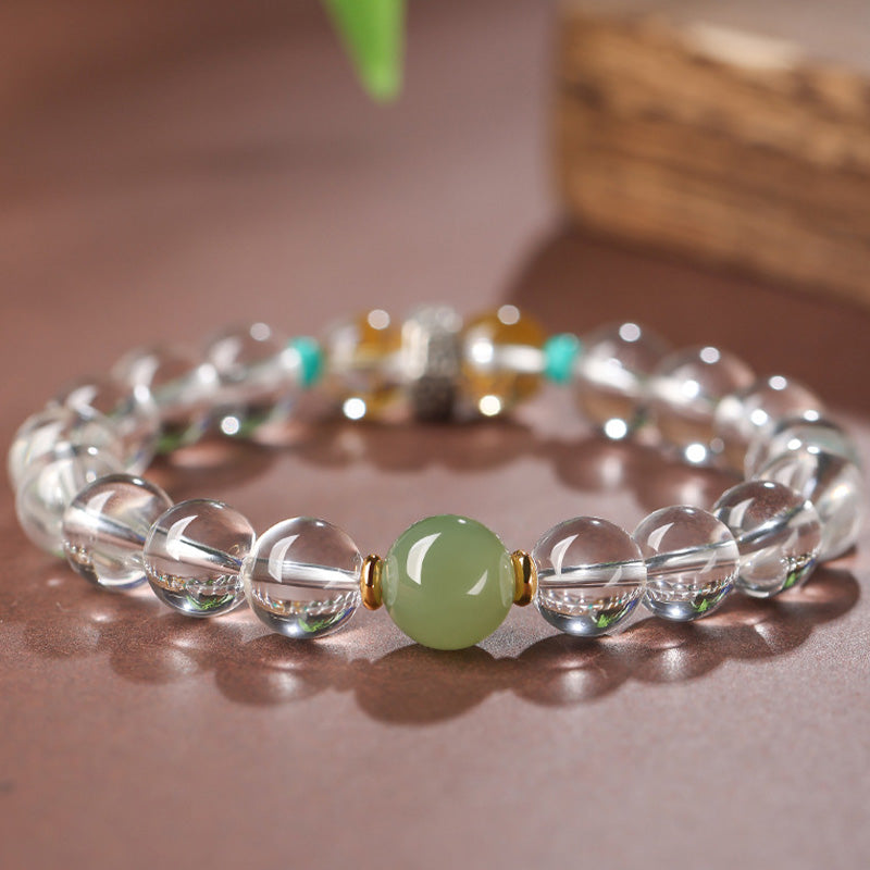 Buddha Stones de Plata de Ley 925, pulsera curativa de Jade Hetian de cristal blanco, Buda natal del zodíaco chino, grupos propicios