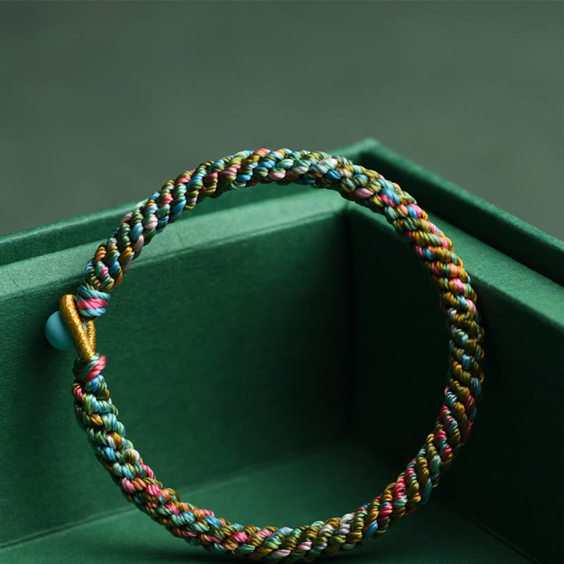 Pulsera trenzada hecha a mano para niños y adultos con Buddha Stones, cuerda colorida, suerte