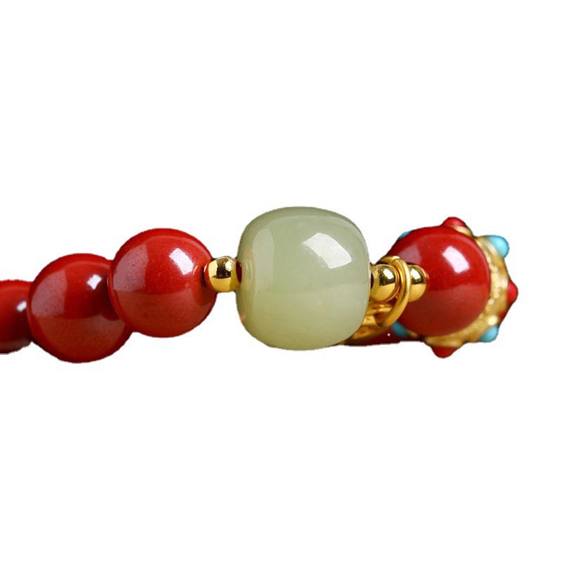 Pulsera con dijes de protección de la fortuna, aventurina verde cinabrio y Buddha Stones