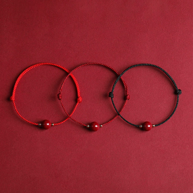 Pulsera tobillera con cuentas de cinabrio de la suerte naturales con Buddha Stones