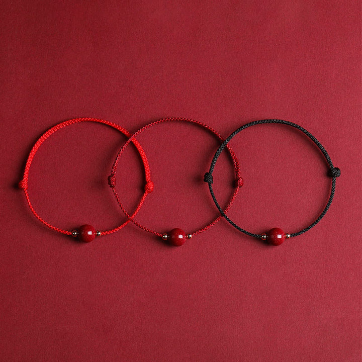 Pulsera tobillera con cuentas de cinabrio de la suerte naturales con Buddha Stones