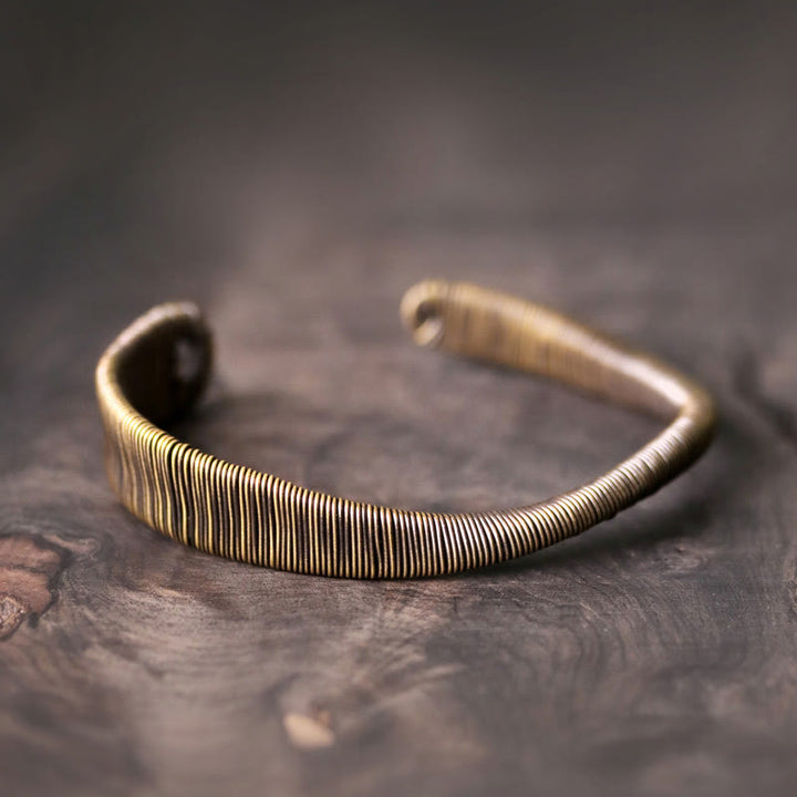 Pulsera ajustable con Buddha Stones, diseño Simple, envuelta en cobre, suerte y riqueza
