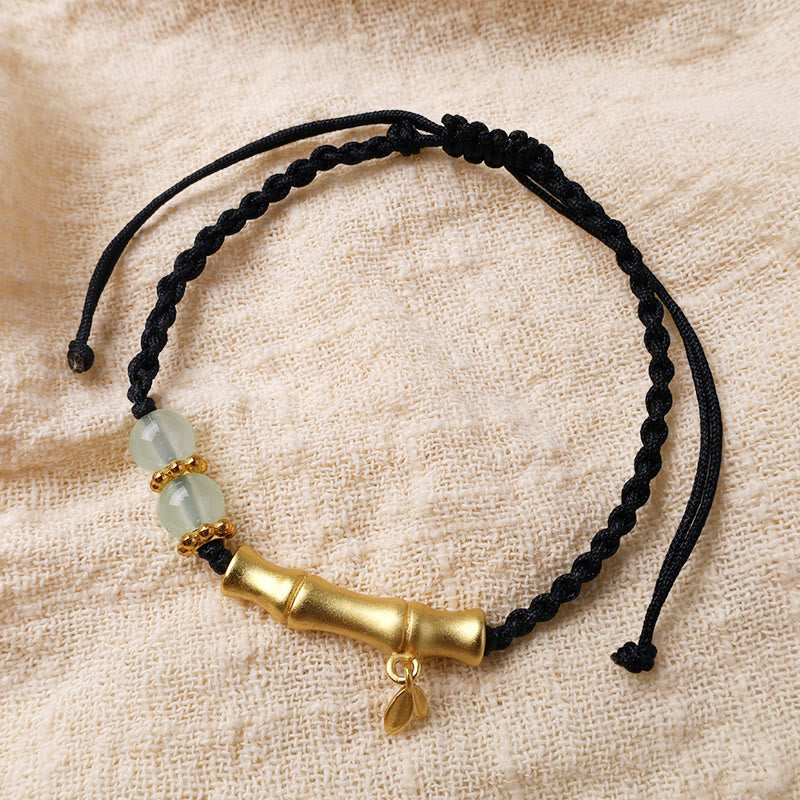 Pulsera trenzada de fuerza de la suerte con diseño de bambú de Buddha Stones