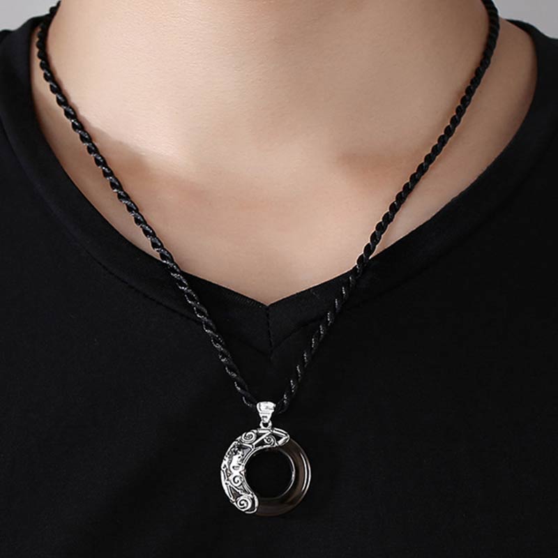 Collar con colgante redondo de bendición de obsidiana de hielo, 12 constelaciones del zodíaco , Buddha Stones