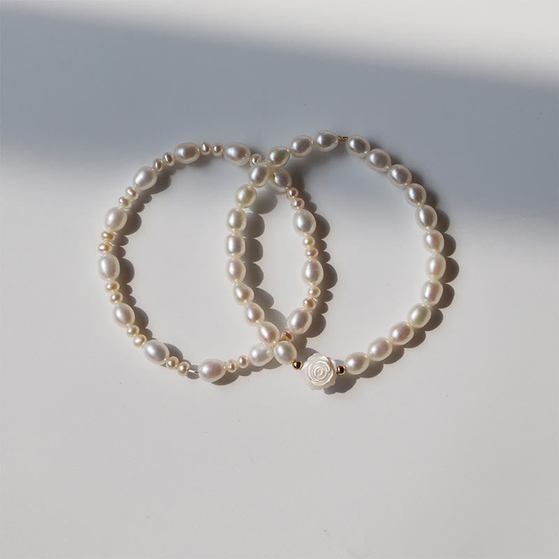 Pulsera de cuentas de sinceridad con perlas de flores naturales