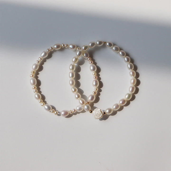 Pulsera de cuentas de sinceridad con perlas de flores naturales