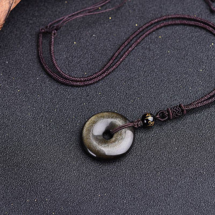 Collar de protección de obsidiana tibetana con Buddha Stones