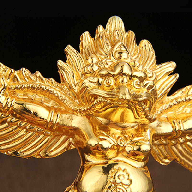 Decoración del hogar de protección de aleación de pájaro Garuda de oro tibetano