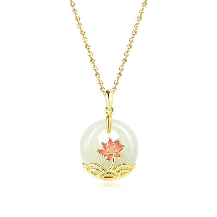 Collar con colgante de plata de ley 925 con Buddha Stones , jade blanco hetiano, flor de loto - image 10