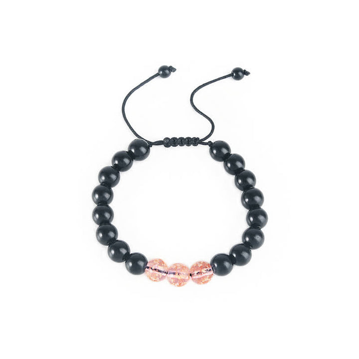 Pulsera de fuerza con piedra luminosa luminosa de obsidiana negra de Buddha Stones