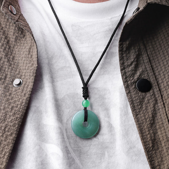 Collar con colgante de moneda de la suerte con Buddha Stones, collar de piedras preciosas de cristal curativo