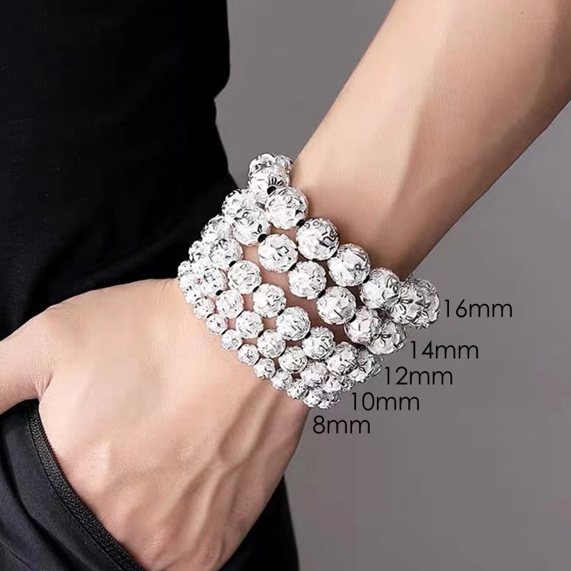 Pulsera de amuleto de cuentas de aleación tallada Om Mani Padme Hum tibetano con Buddha Stones