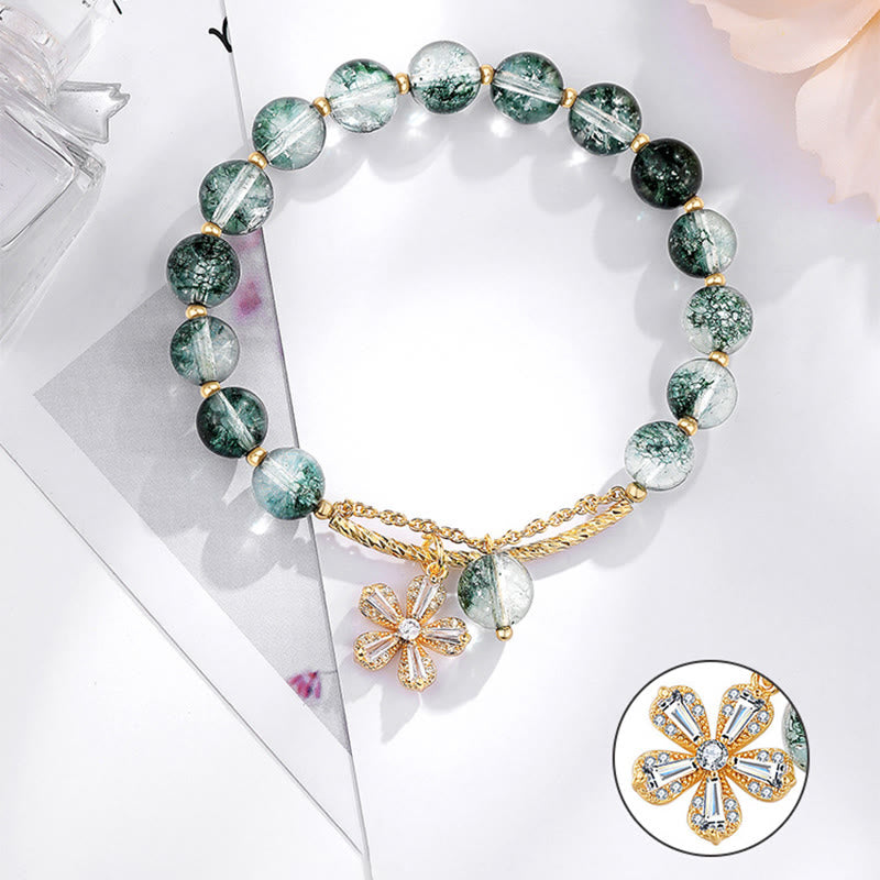 Pulsera con dije de confianza de cristal fantasma verde de Buddha Stones