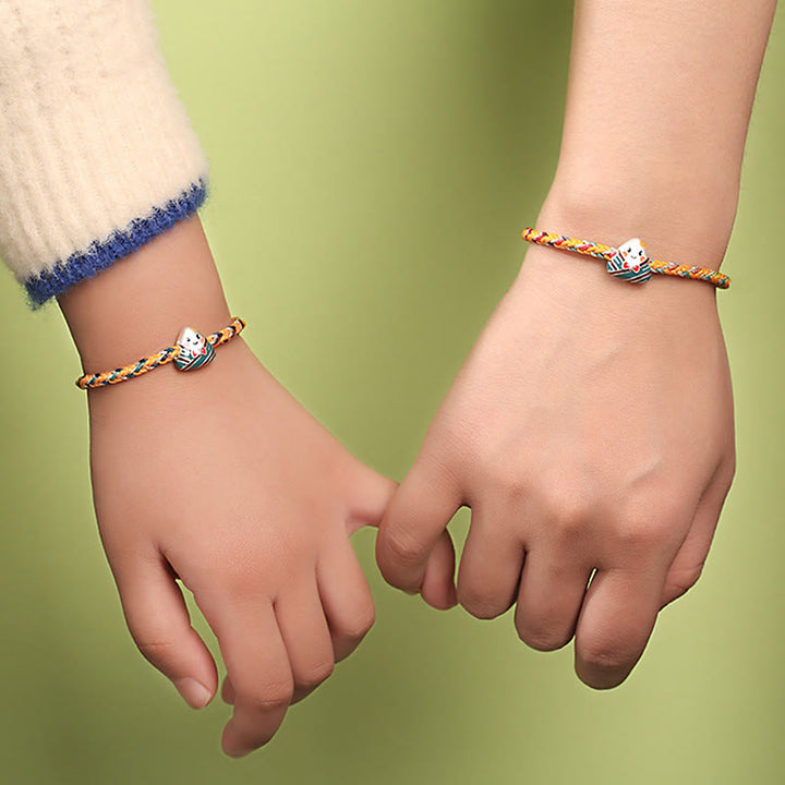 Pulsera de plata de ley 925 con Buddha Stones, dragón, barco, Festival, patrón Zongzi, suerte, hecha a mano, cuerda multicolor, niño y adulto - image 9