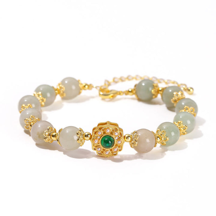 Pulsera de cadena con cuentas de prosperidad de jade natural con Buddha Stones