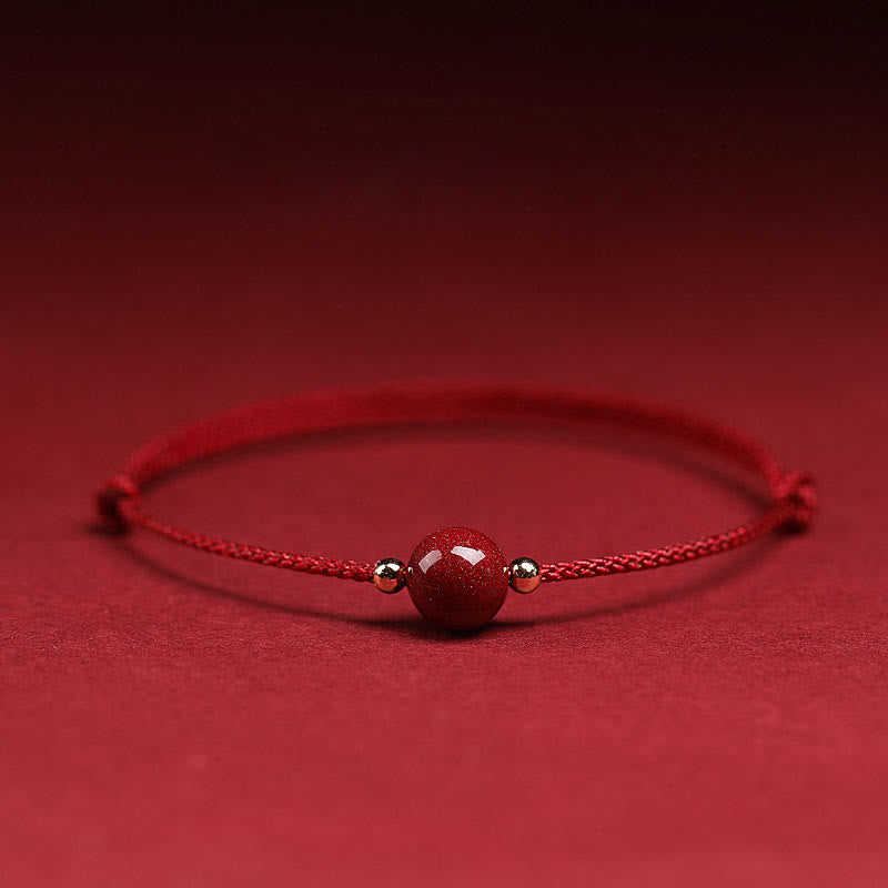 Pulsera tobillera con cuentas de cinabrio de la suerte naturales con Buddha Stones