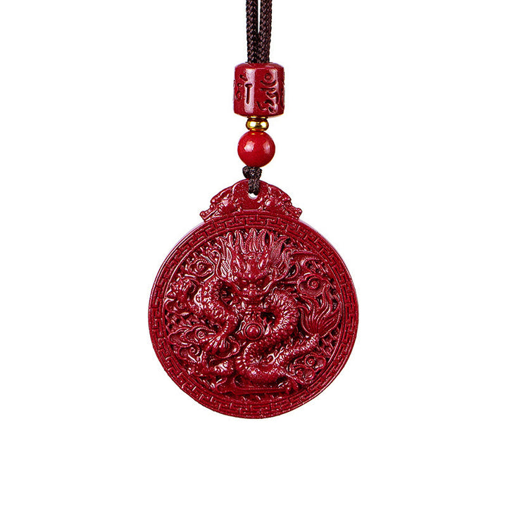 Colgante de collar de protección de dragón de cinabrio natural del año del dragón de Buddha Stones