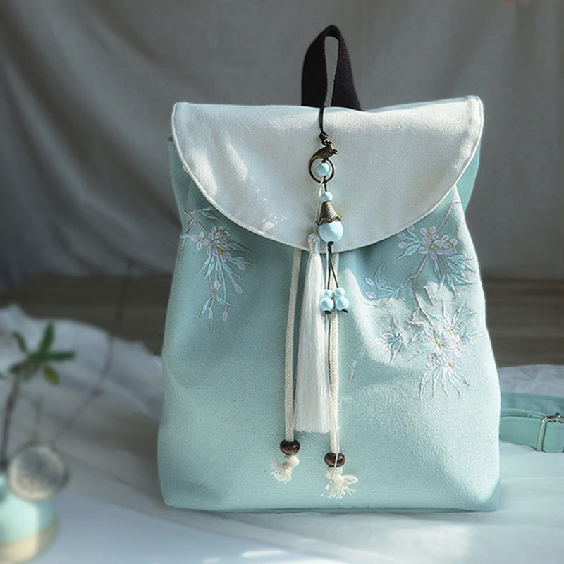 Mochila de lona de gran capacidad bordada hecha a mano con Buddha Stones - image 0