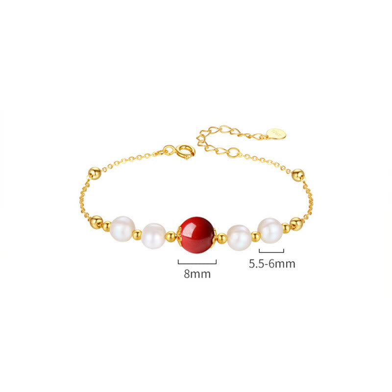 Pulsera de cadena de cuentas curativas de cinabrio y perlas de plata de ley 925 con Buddha Stones - image 9