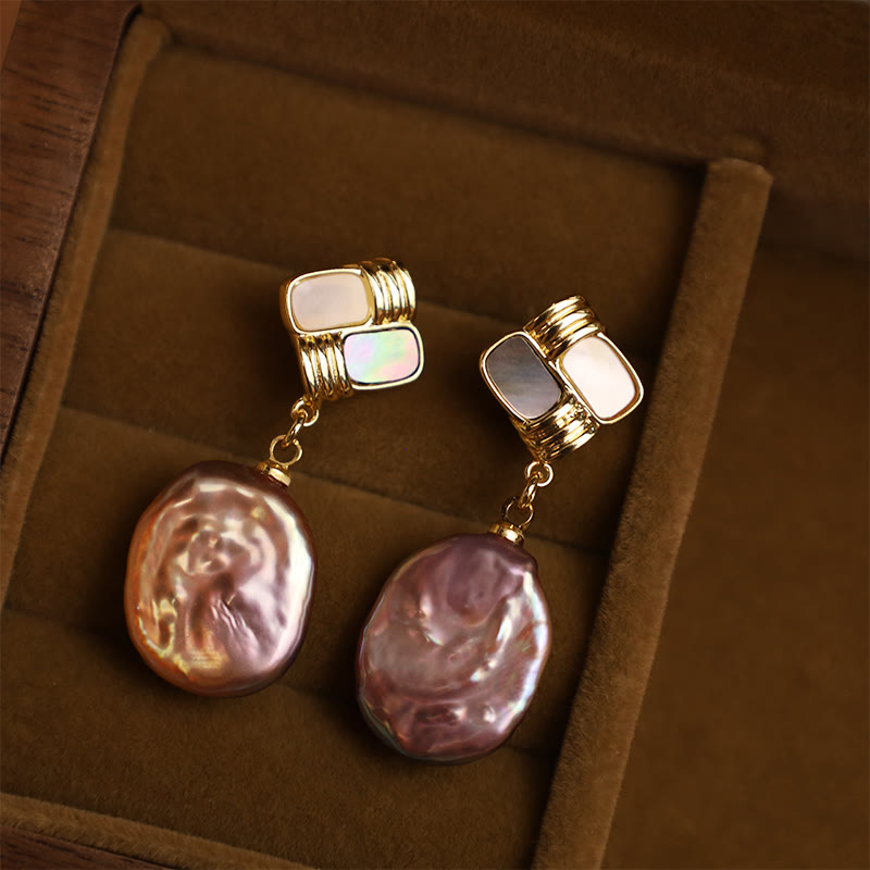 Pendientes colgantes curativos de perlas barrocas naturales de oro chapado en cobre con postes de plata de ley 925 con Buddha Stones