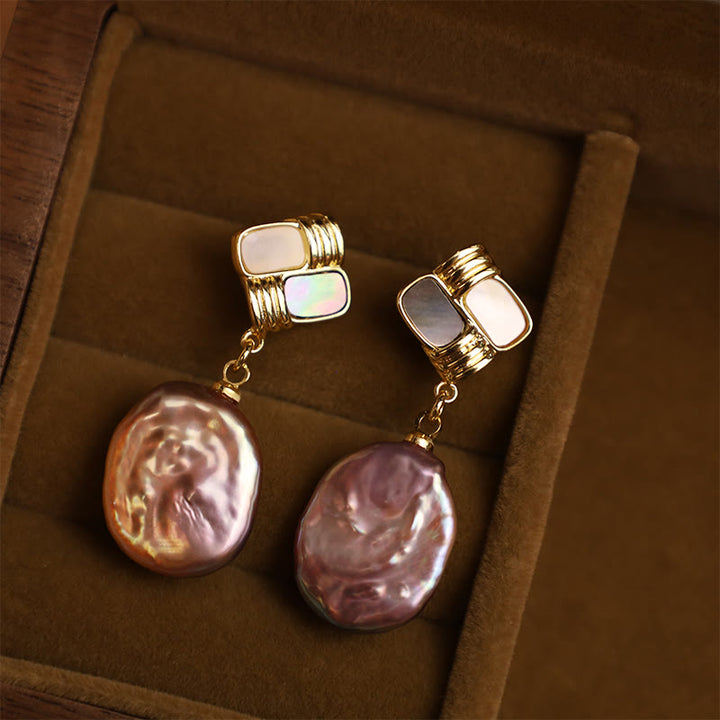 Pendientes colgantes curativos de perlas barrocas naturales de oro chapado en cobre con postes de plata de ley 925 con Buddha Stones