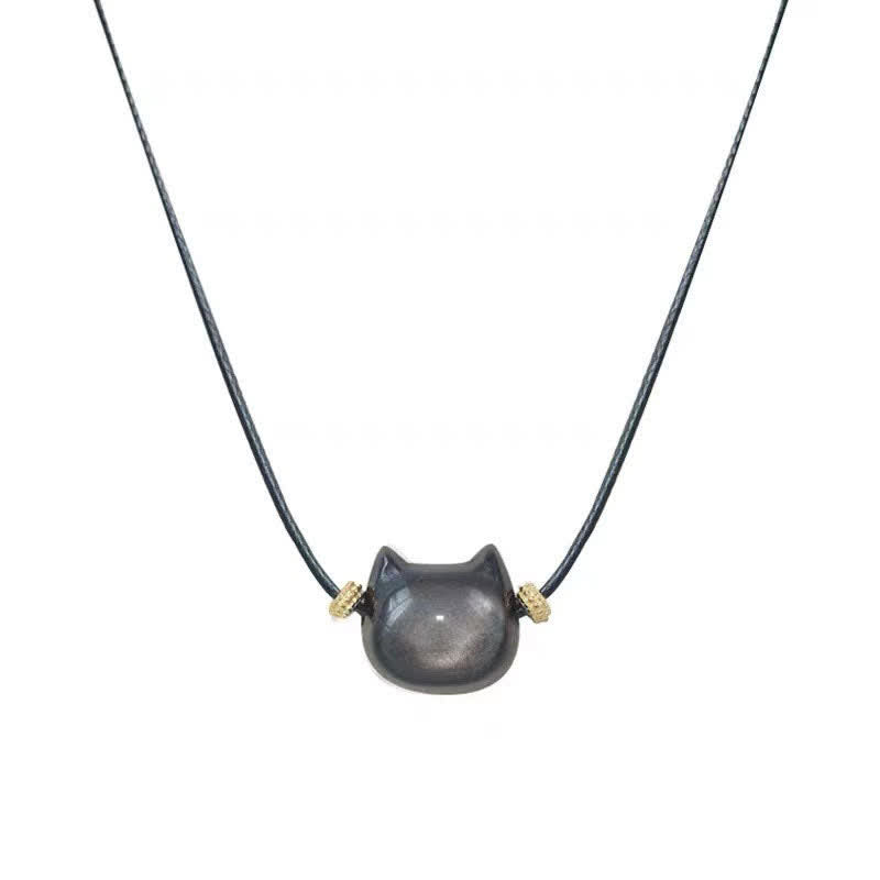 Buddha Stones Obsidiana con brillo dorado Obsidiana con brillo plateado Pata encantadora Pulsera de protección del gato de la suerte - image 42
