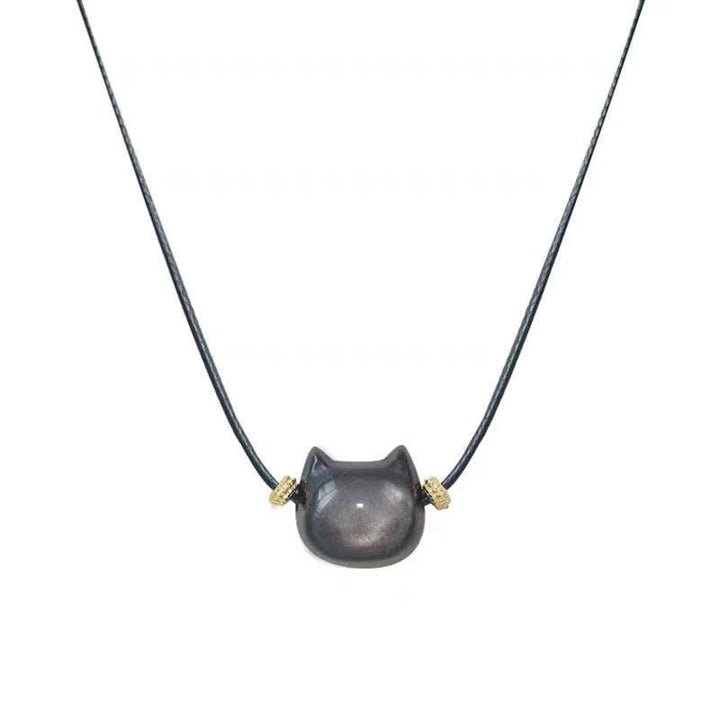 Buddha Stones Obsidiana con brillo dorado Obsidiana con brillo plateado Pata encantadora Pulsera de protección del gato de la suerte - image 42