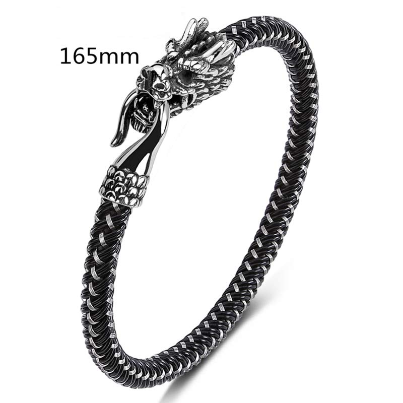 Pulsera de la suerte con protección de acero titanio y dragón de Buddha Stones - image 11