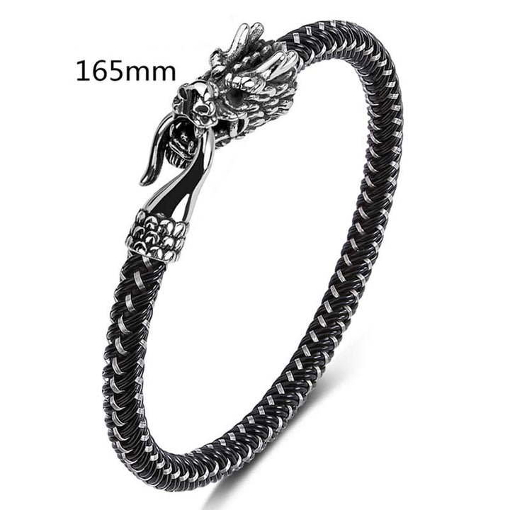 Pulsera de la suerte con protección de acero titanio y dragón de Buddha Stones - image 11