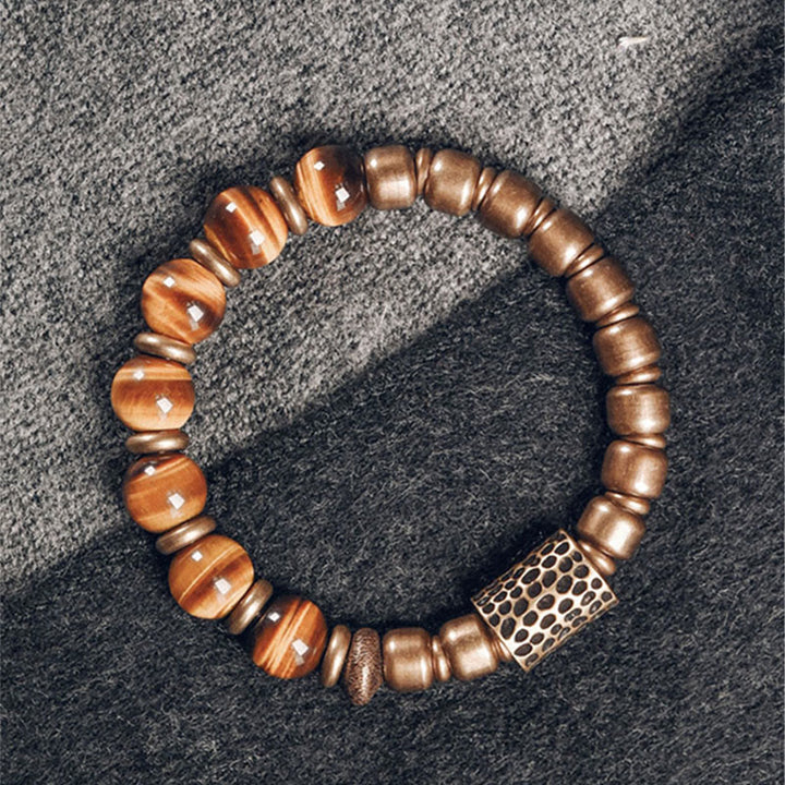 Pulsera de protección de cobre con piedra de ojo de tigre de Buddha Stones - image 1