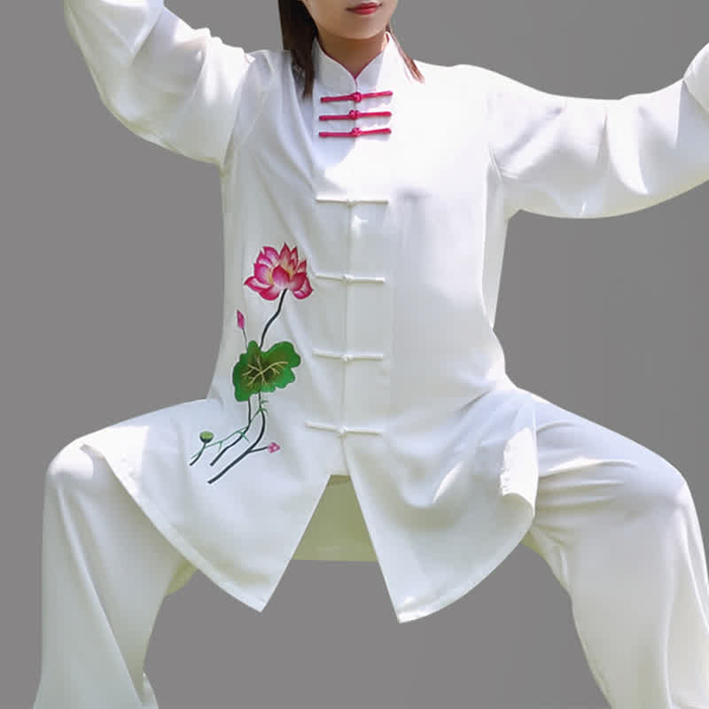 Conjunto de ropa para mujer con diseño de hojas y flores de loto y piedras de Buddha Stones para meditación, tai chi, oración y práctica espiritual zen - image 8