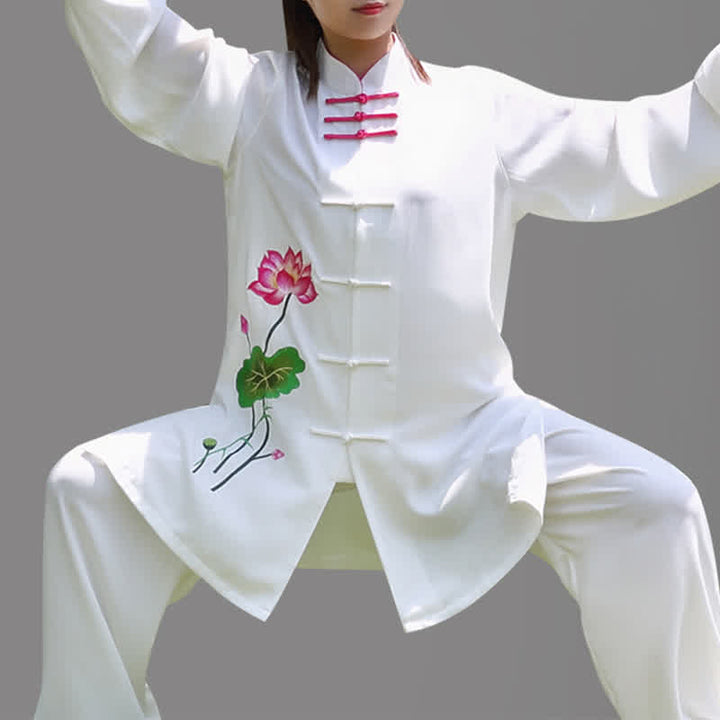 Conjunto de ropa para mujer con diseño de hojas y flores de loto y piedras de Buddha Stones para meditación, tai chi, oración y práctica espiritual zen - image 8
