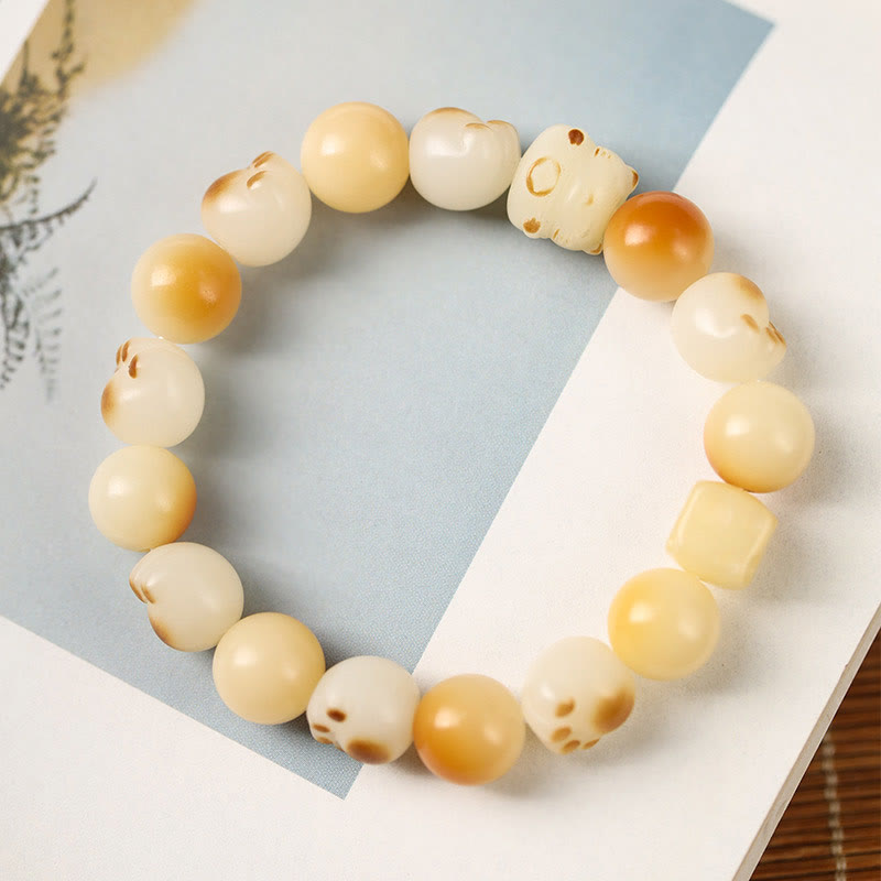 Pulsera de la paz con Buddha Stones, semilla de Bodhi Natural, sándalo, cabeza de gato bonita de la suerte, garra de pata - image 14