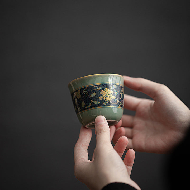 Taza de té de Buddha Stones, flor de mariposa, loto, pez Koi, flor de ciruelo, taza de té de Kung Fu, 100ml