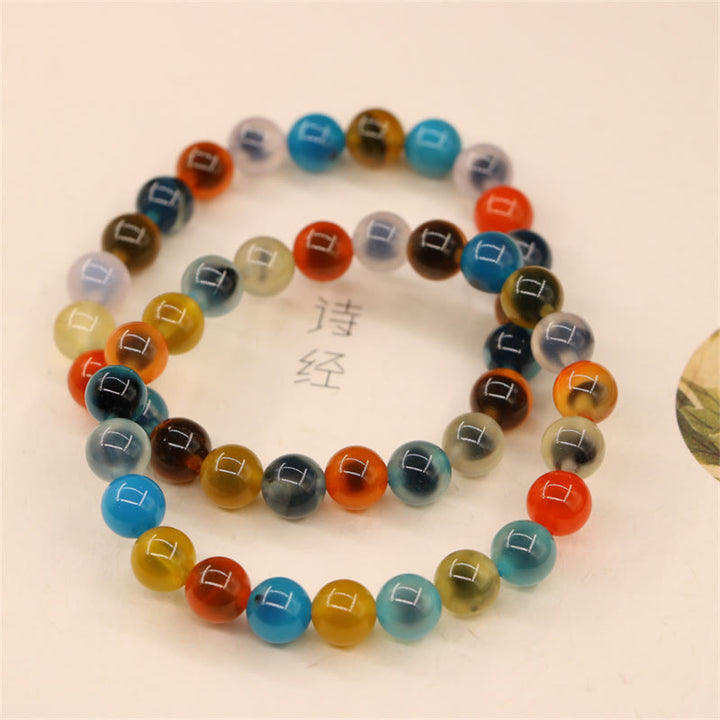 Pulsera colorida de cuentas de fuerza curativa de ágata de caramelo