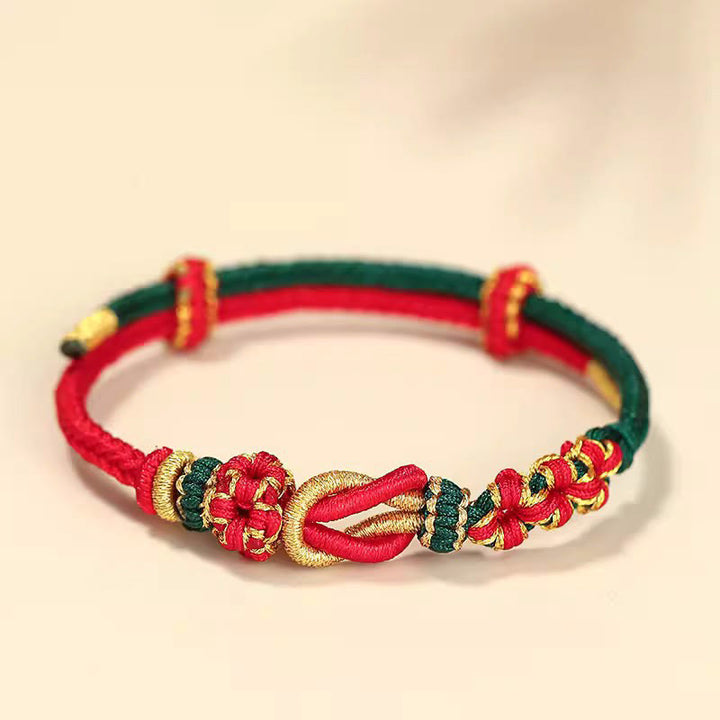 Pulsera de protección de la suerte con nudo de paz de ocho hilos con nudo de flor de melocotón hecho a mano con Buddha Stones