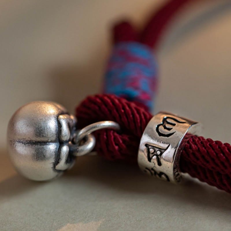 Pulsera trenzada de plata de ley 925 con Buddha Stones, Om Mani Padme Hum tibetano hecho a mano, amuleto de caqui, protección de la suerte - image 7