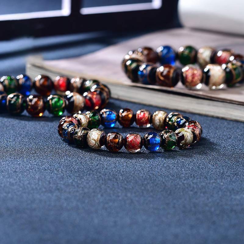 Pulsera de la suerte con cuentas de cristal de Liuli de colores y Buddha Stones - image 4
