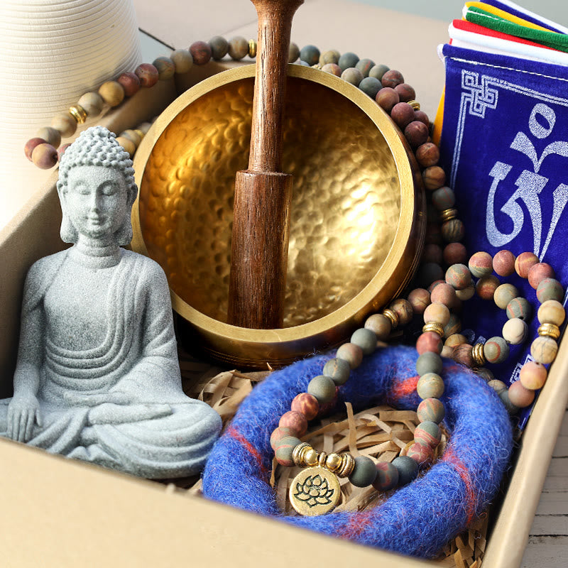 Paquete de regalo curativo de meditación tibetana con Buddha Stones - image 0