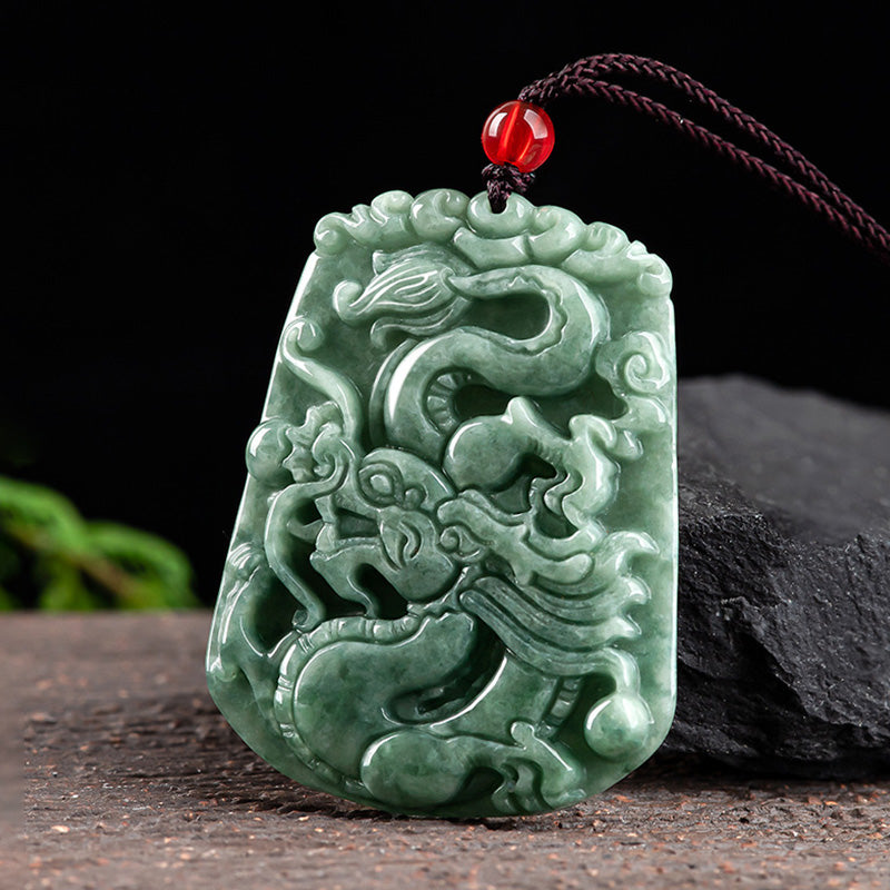 Collar con colgante de cadena con Buddha Stones, dragón del zodiaco chino, Jade, fuerza - image 2
