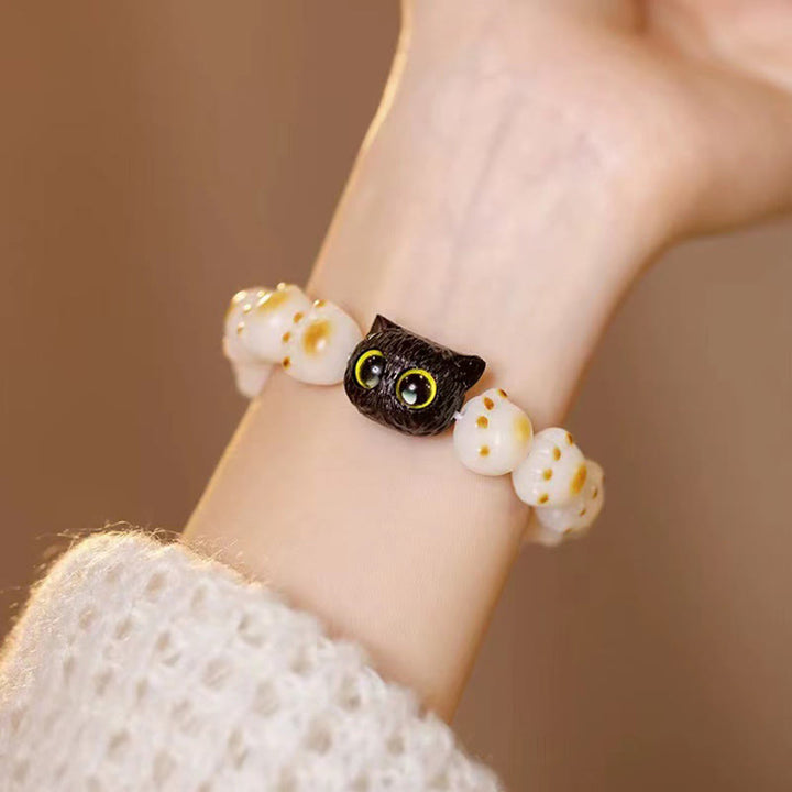 Pulsera de la paz del gato de la suerte de la pata encantadora de sándalo rojo de la semilla de Bodhi Natural de las Buddha Stones - image 5