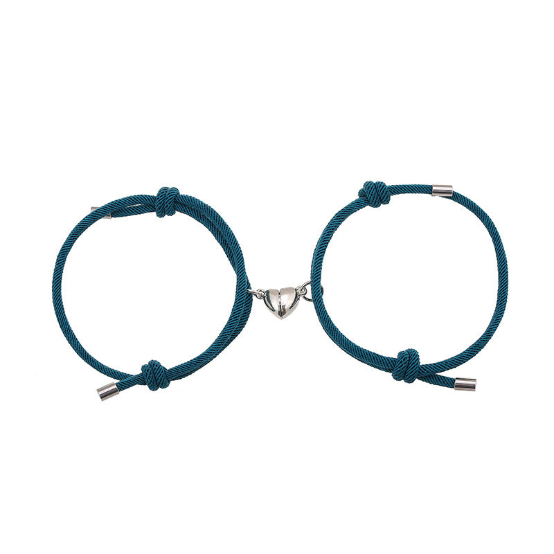 Pulsera de fuerza de cuerda de pareja magnética de amor de 2 piezas