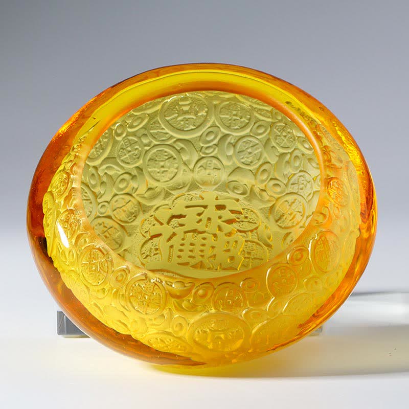 Cuenco del tesoro de cristal Liuli hecho a mano, lingotes, pieza de arte, decoración del hogar - image 14