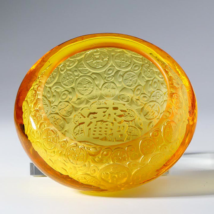 Cuenco del tesoro de cristal Liuli hecho a mano, lingotes, pieza de arte, decoración del hogar - image 14