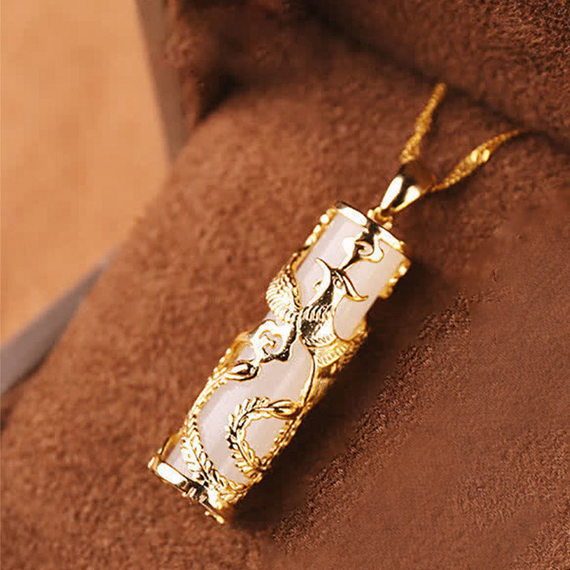 Buddha Stones Jade Dragón Fénix Cobre Bendición Armonía Collar Colgante - Fénix - image 4