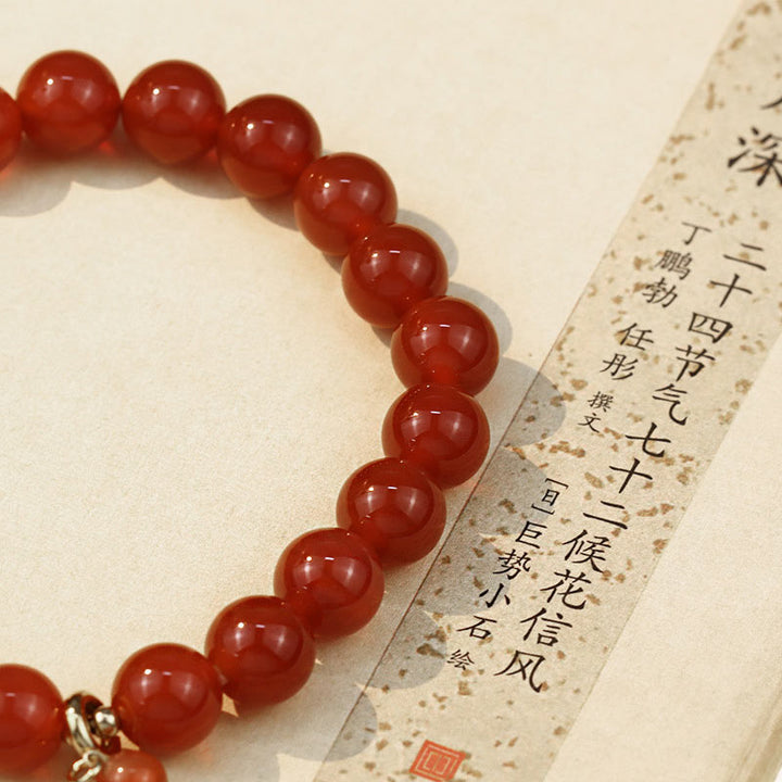 Pulsera de éxito de Buddha Stones con ágata roja natural de piedras de Buda