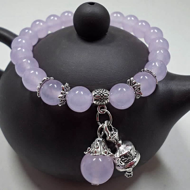 Pulsera con dije de campana con cuentas de energía de piedra de calcedonia de cristal vintage