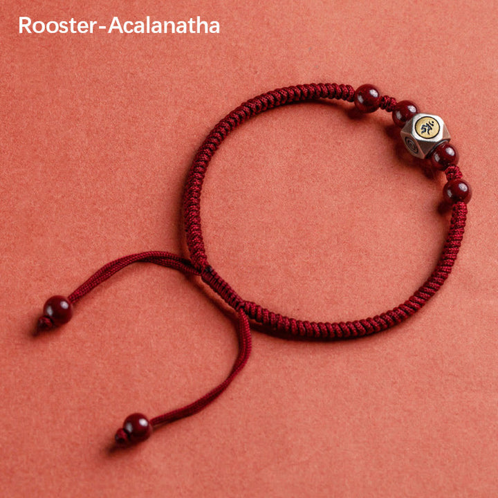 Pulsera de plata de ley 925 con Buddha Stones , zodíaco chino, Buda natal, cinabrio, calma - Gallo-Acalanatha - Rojo (circunferencia de la muñeca 14-18 cm) - image 21